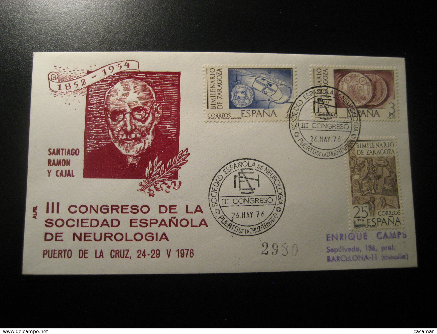 PUERTO DE LA CRUZ Tenerife 1976 Neurologia Ramon Y Cajal Neurology Neurologie Canarias Health Sante Cancel Cover SPAIN - Medicina