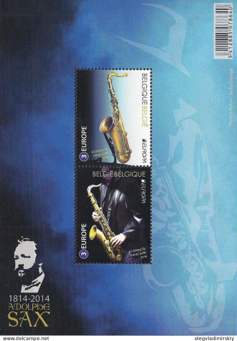 Belgium Belgique Belgien 2014 Europa CEPT Music Instruments A. Sax Set Of 2 Stamps In Block MNH - 2014