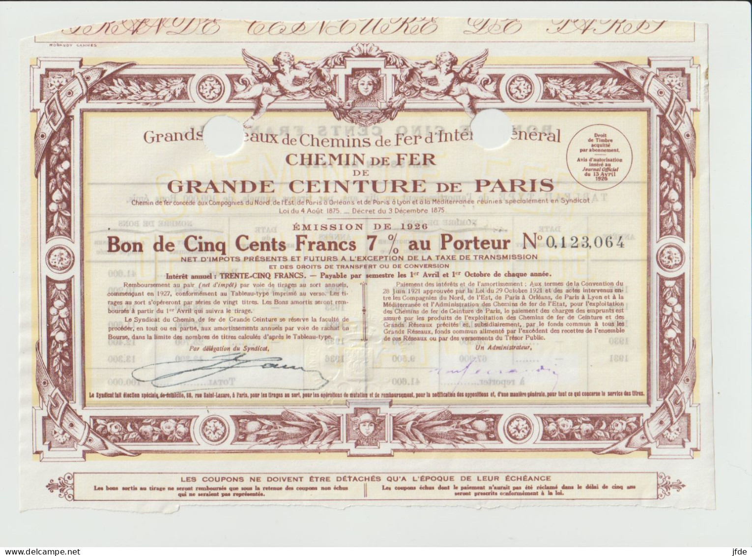 CHEMINS De FER De La GRANDE CEINTURE De PARIS 1926 - Chemin De Fer & Tramway