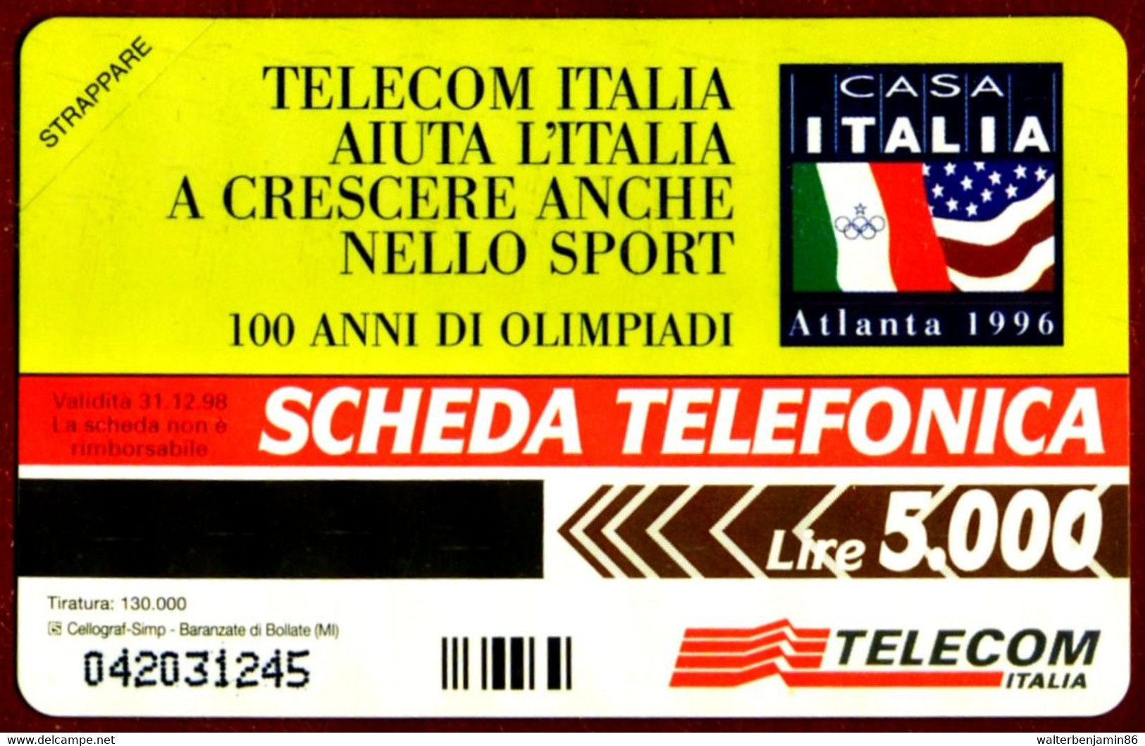 G 526 C&C 2591 SCHEDA TELEFONICA NUOVA MAGNETIZZATA OLIMPIADI ATLANTA 1996 - Pubbliche Speciali O Commemorative