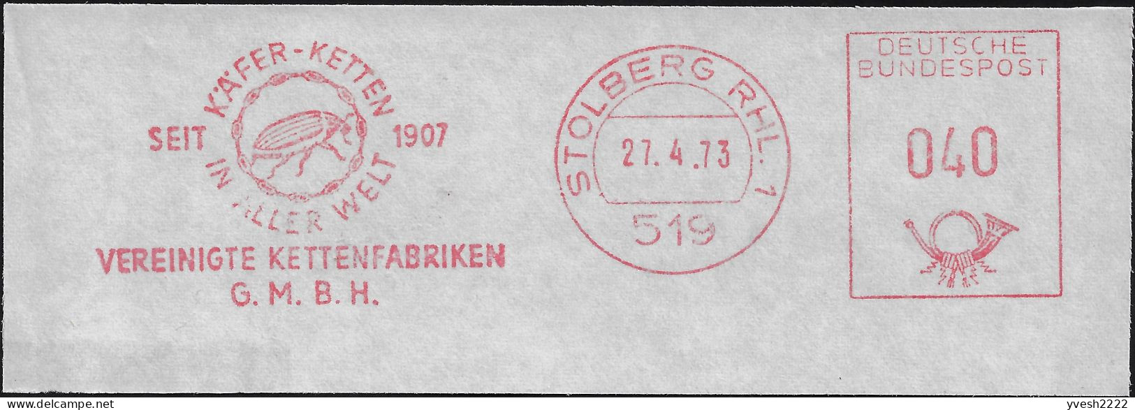 Allemagne 1973. EMA, Empreinte De Machine à Affranchir. Fabrication De Chaînes, Coléoptère - Coléoptères