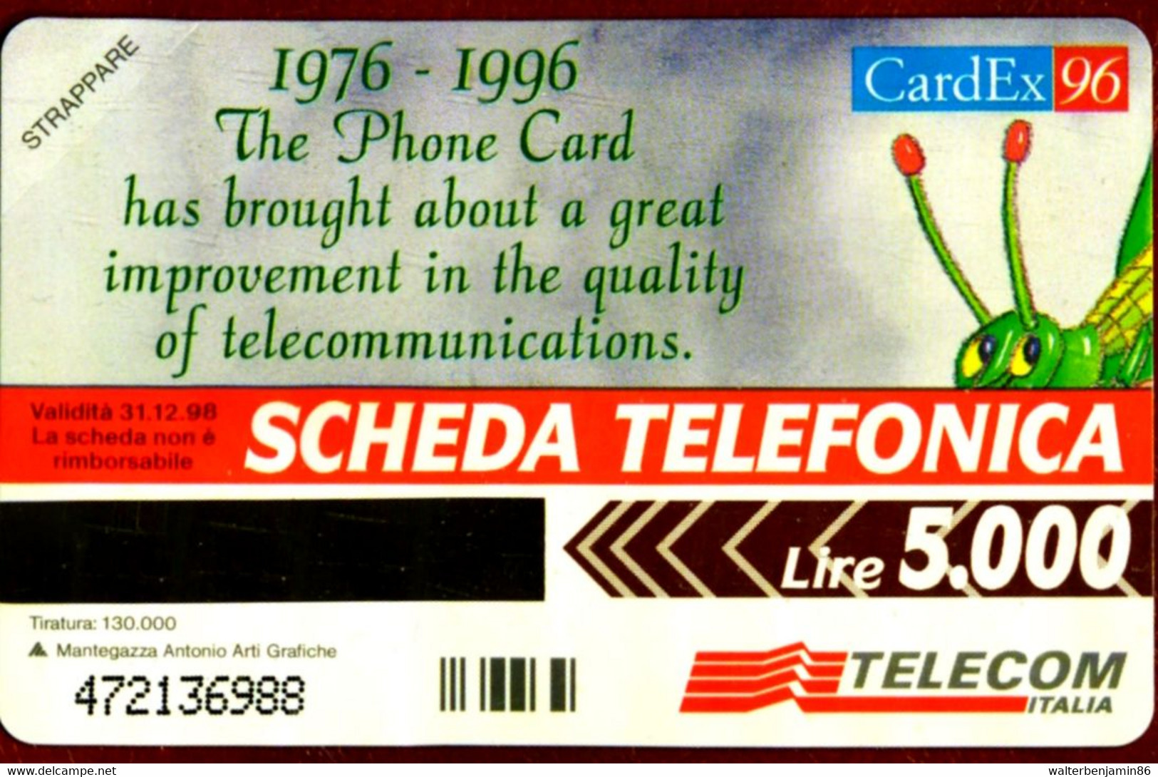 G 546 C&C 2605 SCHEDA TELEFONICA NUOVA MAGNETIZZATA CARDEX 1996 - Publiques Spéciales Ou Commémoratives