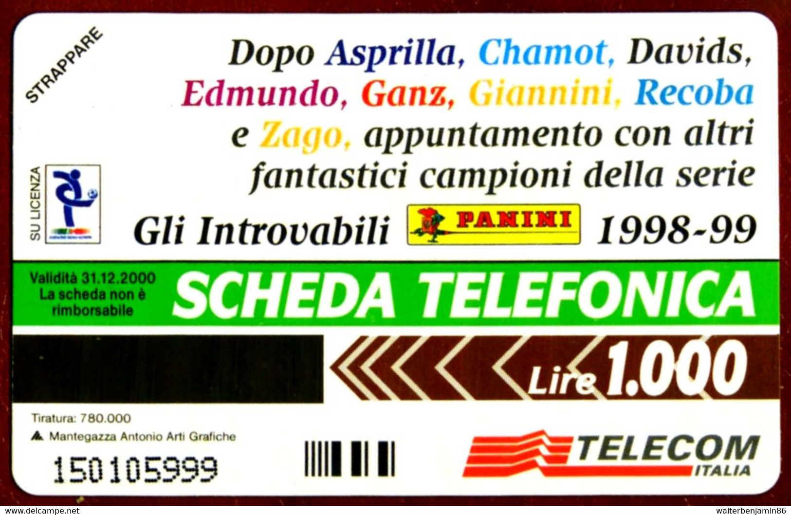 G 941 C&C 3007 SCHEDA TELEFONICA NUOVA MAGNETIZZATA INTROVABILI PANINI - Públicas Especiales O Conmemorativas