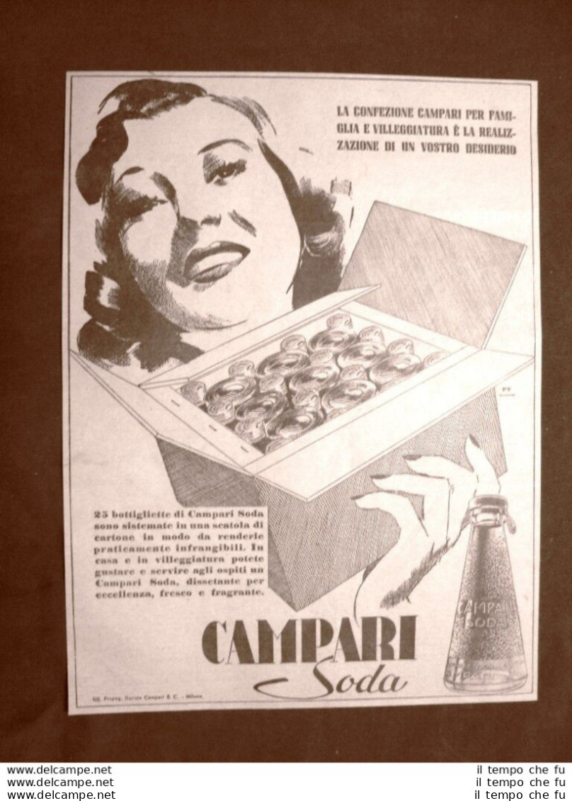 Pubblicità Del 1945 Campari Soda Scatola Da 25 Bottiglie Davide Campari Milano - Other & Unclassified