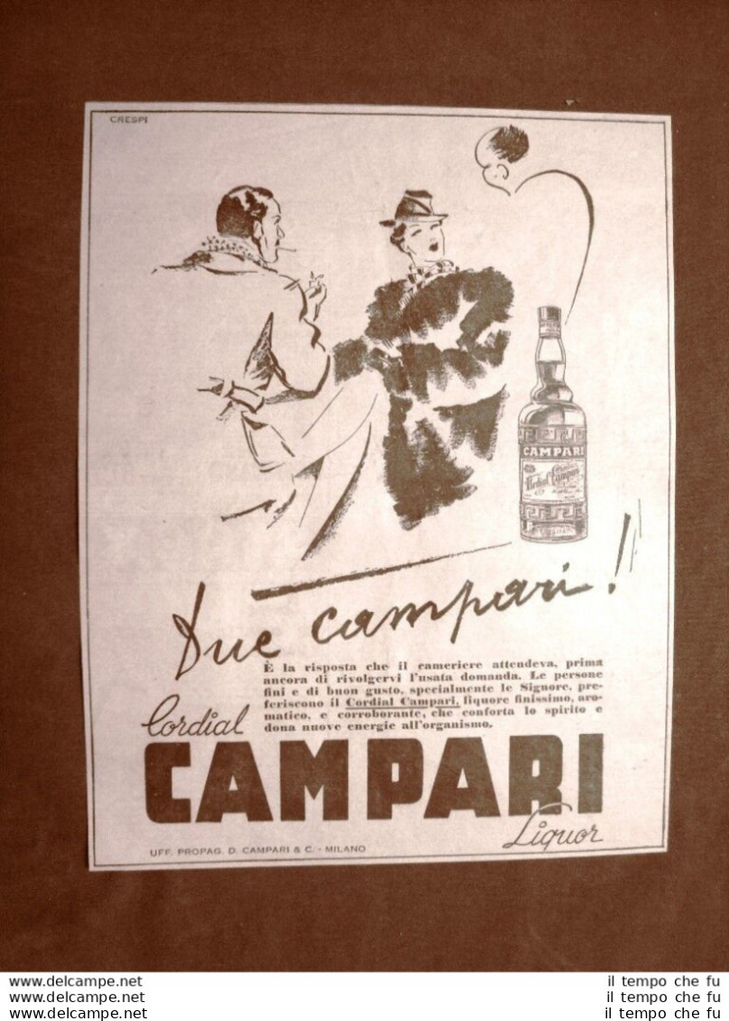 Pubblicità Del 1945 Campari Cordial Liquor Due Campari! Milano - Other & Unclassified