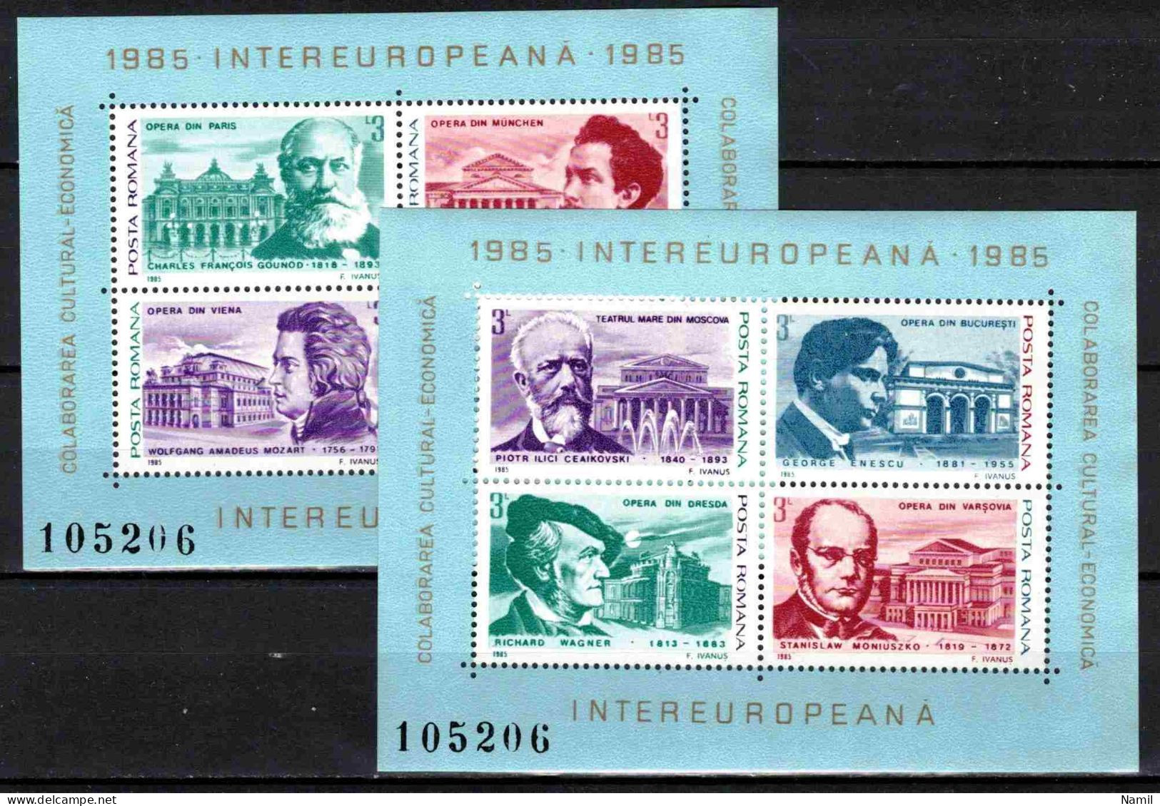 ** Roumanie 1985 Mi 4116-23 - Bl.212-3 (Yv BF 176-7), (MNH)** - Neufs