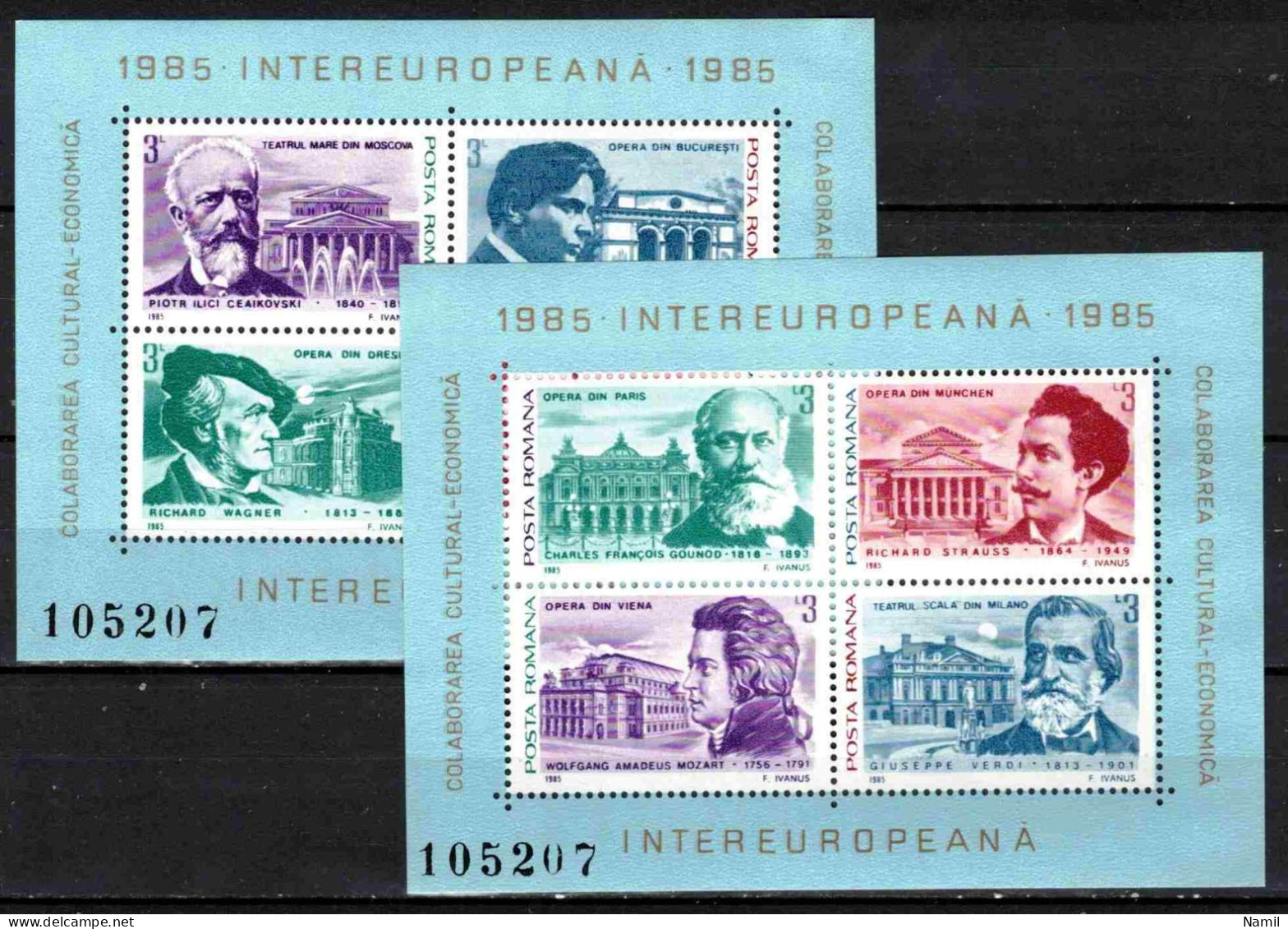 ** Roumanie 1985 Mi 4116-23 - Bl.212-3 (Yv BF 176-7), (MNH)** - Unused Stamps