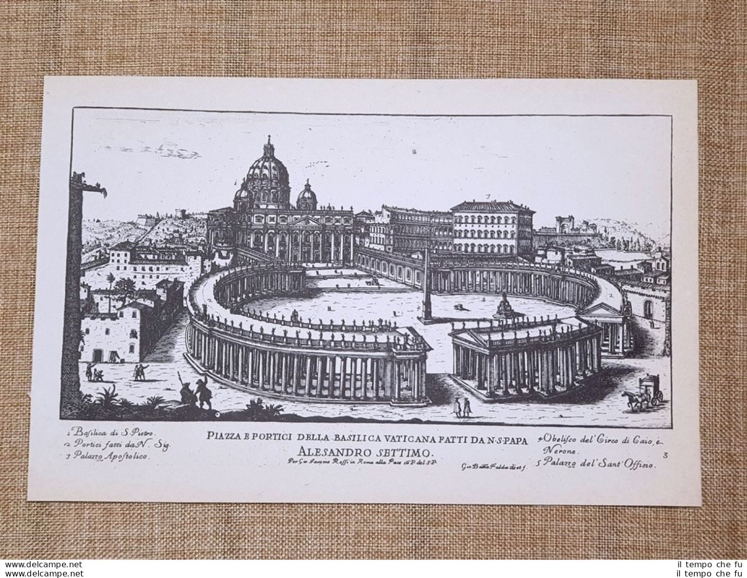 Roma Vaticano E Portici Alla Cappella Incisione G. Battista Falda 1665 Ristampa - Autres & Non Classés