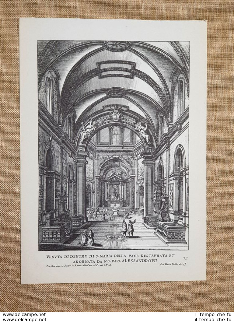 Roma Santa Maria O Madonna Della Pace Incisione G. Battista Falda 1665 Ristampa - Andere & Zonder Classificatie