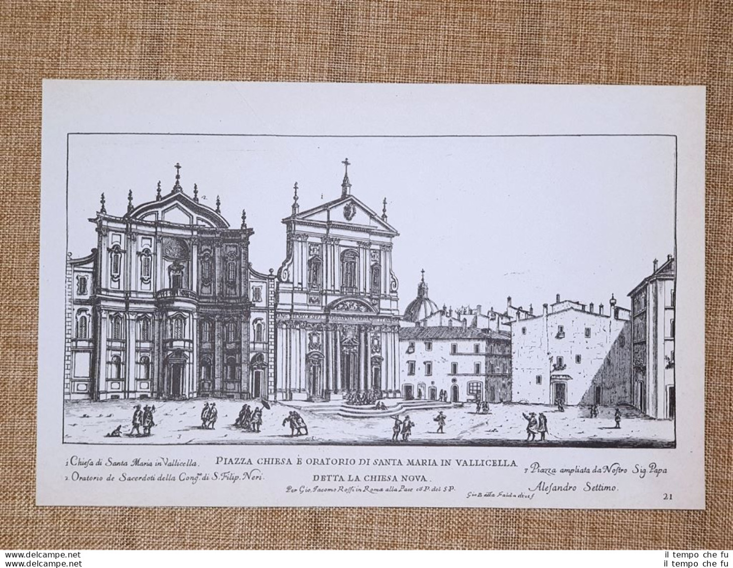 Roma Santa Maria Vallicella E Monte Giordano Incisione G. B. Falda 1665 Ristampa - Andere & Zonder Classificatie