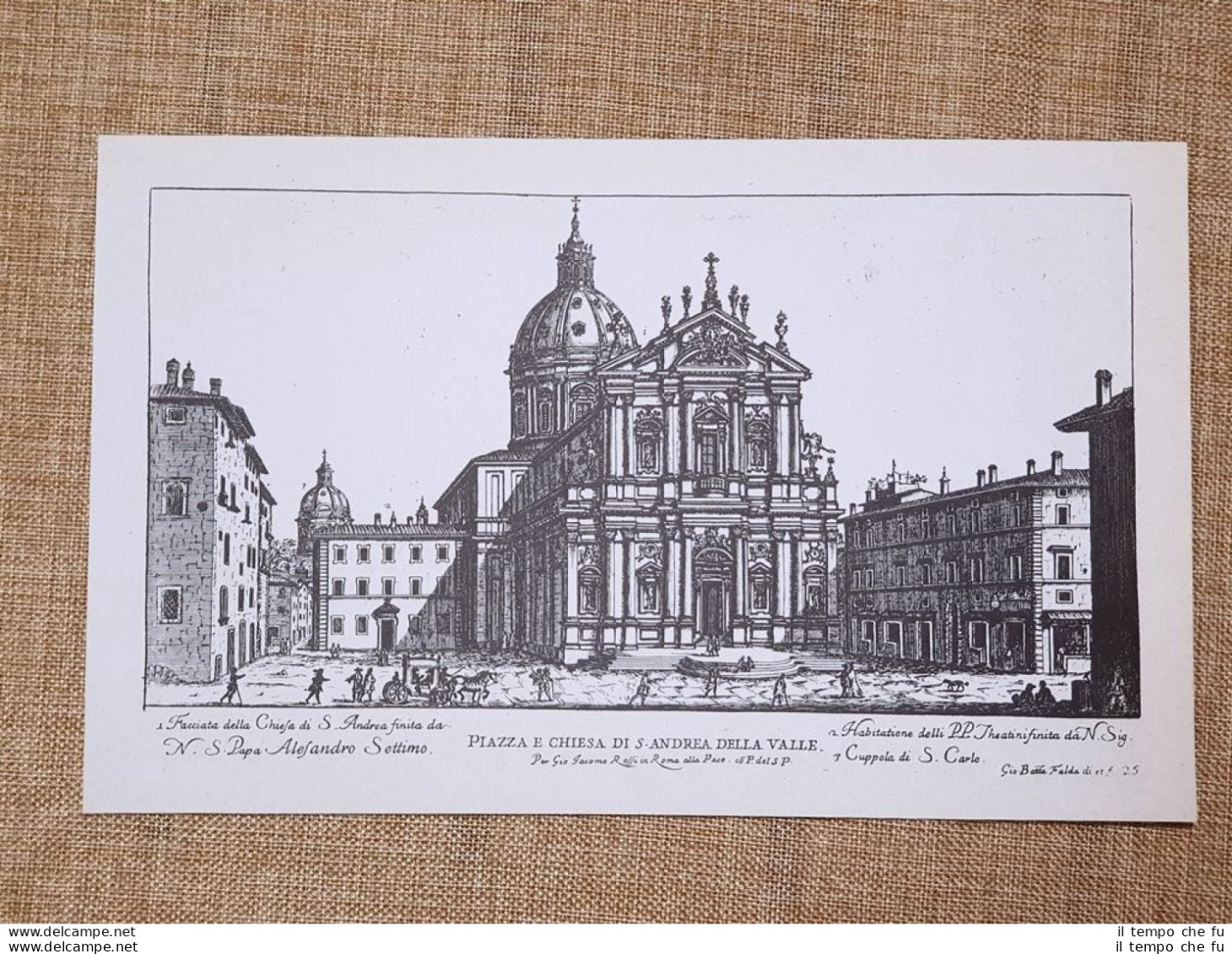 Roma Sant'Andrea Della Valle E Madonna Della Pace Incisione Falda 1665 Ristampa - Autres & Non Classés