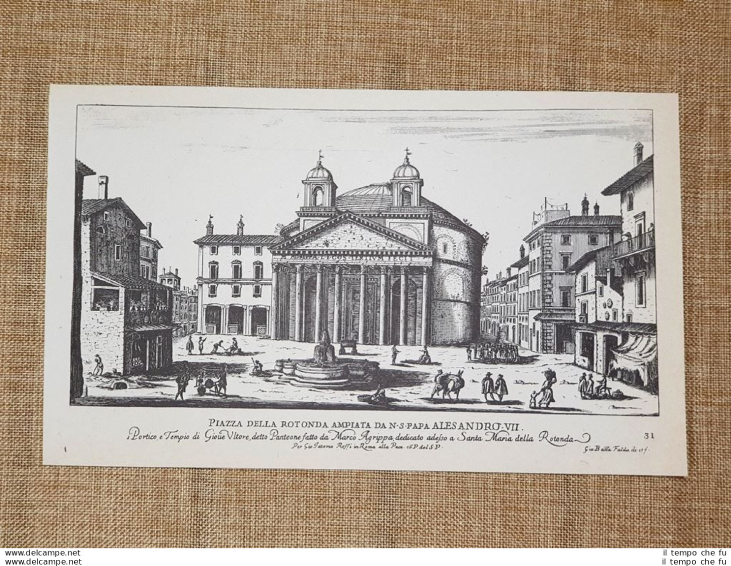 Roma Piazza Della Rotonda E Campitelli Incisione G. Battista Falda 1665 Ristampa - Sonstige & Ohne Zuordnung