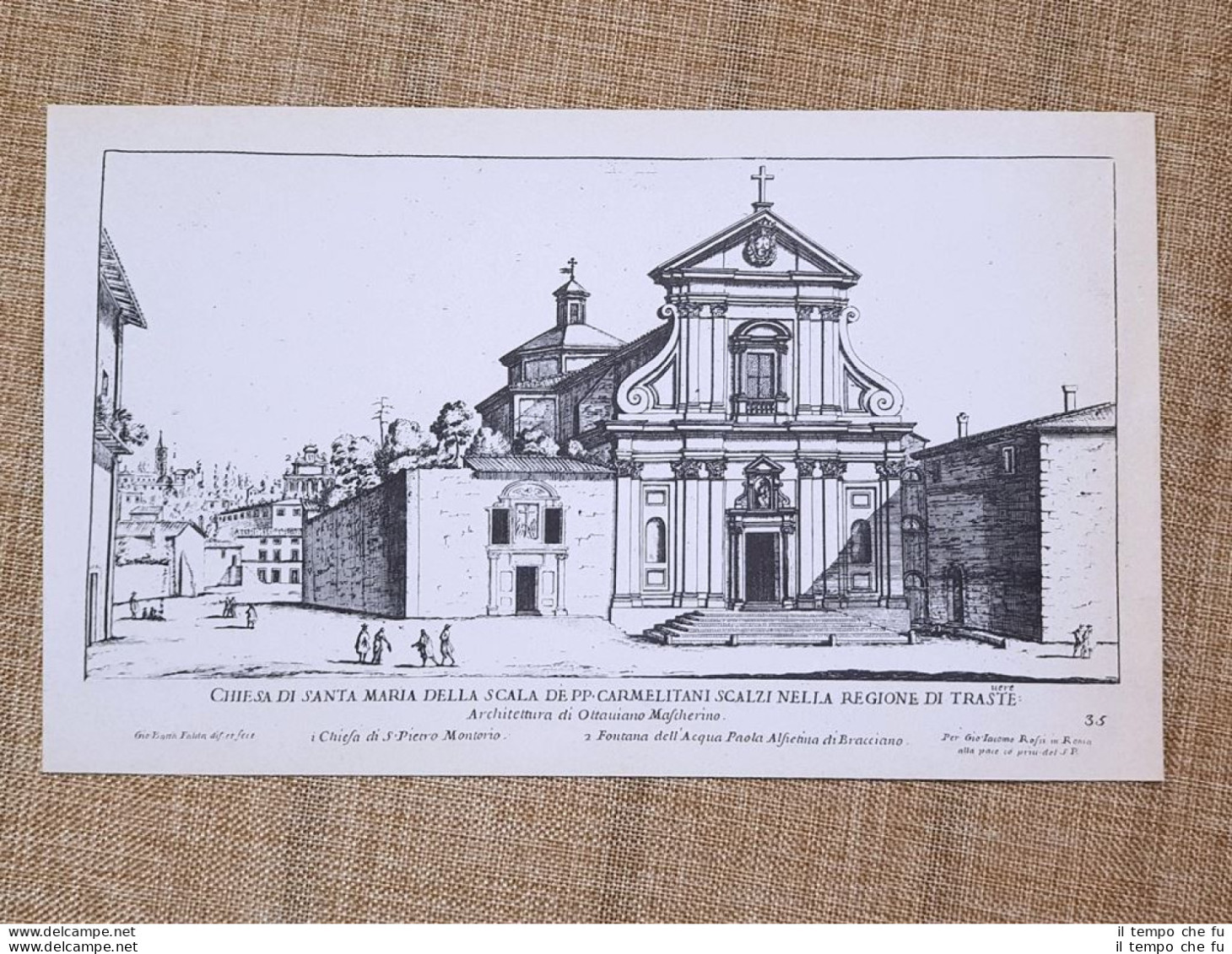 Roma S.Maria Della Scala E Dell'Orto Trastevere Incisione G. Falda 1665 Ristampa - Other & Unclassified