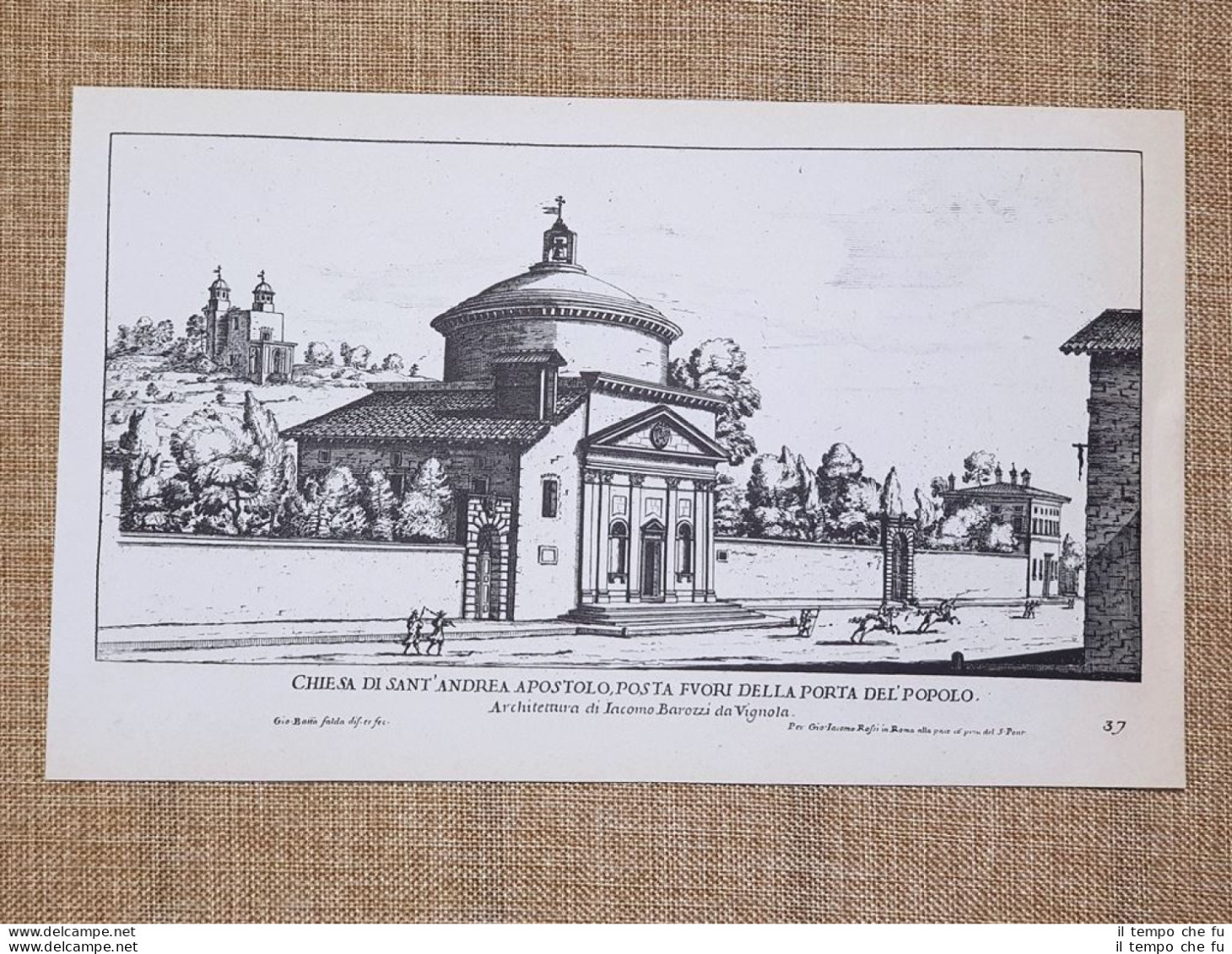 Roma S. Andrea Popolo E Girolamo Ripetta Incisione G. Batt. Falda 1665 Ristampa - Autres & Non Classés