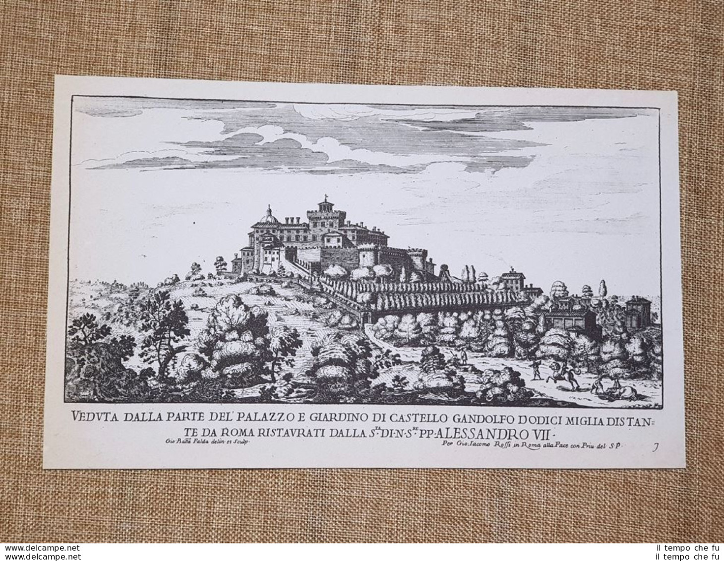 Roma Castel Gandolfo E S.Maria Minerva Incisione G. Battista Falda 1665 Ristampa - Sonstige & Ohne Zuordnung