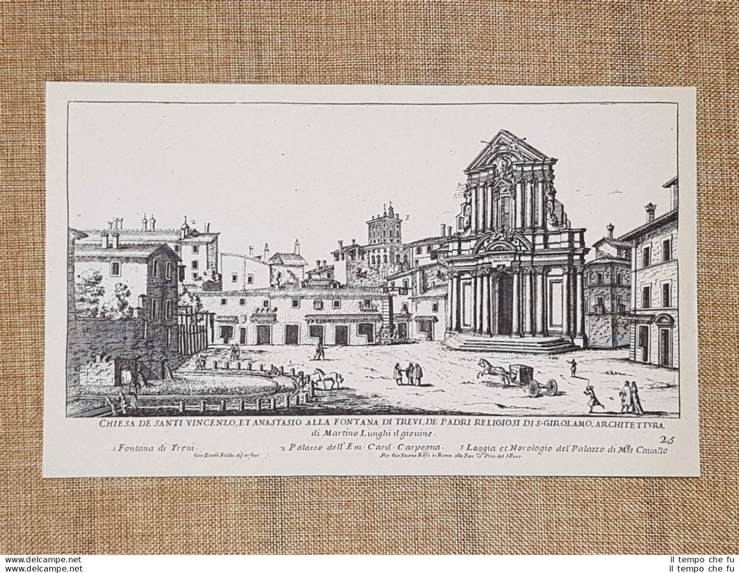 Roma San Vincenzo Anastasio Giacomo Incisione Giov. Battista Falda 1665 Ristampa - Andere & Zonder Classificatie