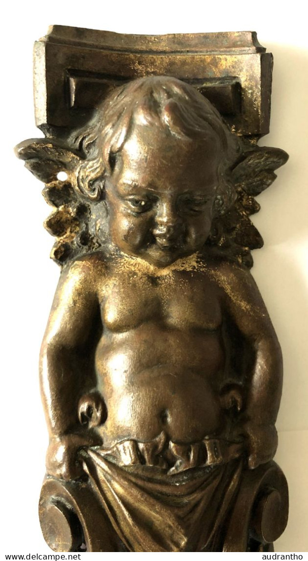 Superbe Ancien Angelot En Bronze - Décoration Ornement De Meuble + Autre Décoration - Bronzi