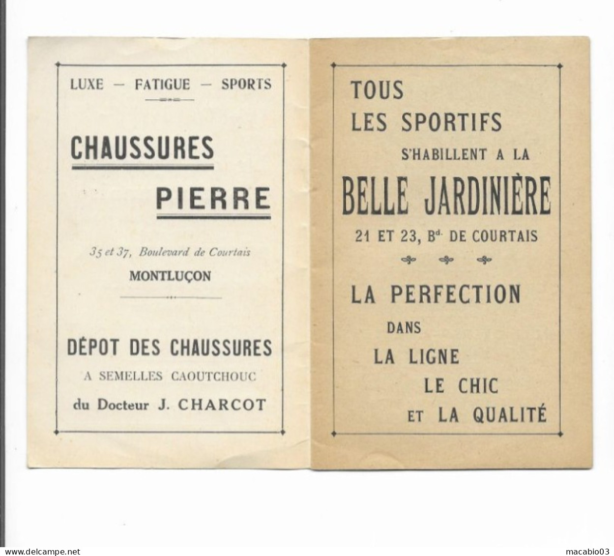 Vieux Papiers - Calendrier De L'Union Sportive Montluçonnaise Rugby Saison1928-1929 Et Du Foot-ball 1929-1930 - Tamaño Pequeño : 1921-40