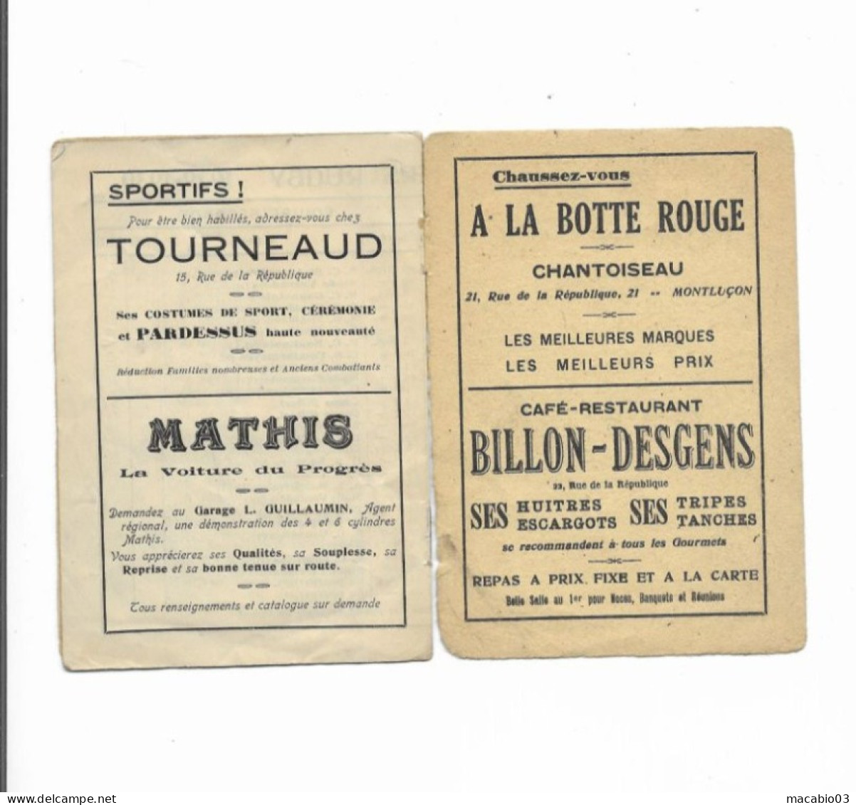 Vieux Papiers - Calendrier Du Sporting Club Montluçonnais Rugby Saison 1929-1930 - Petit Format : 1921-40