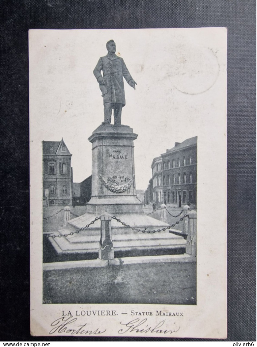 CP BELGIQUE (V1903) LA LOUVIERE (2 Vues) Statue Mairaux - La Louvière