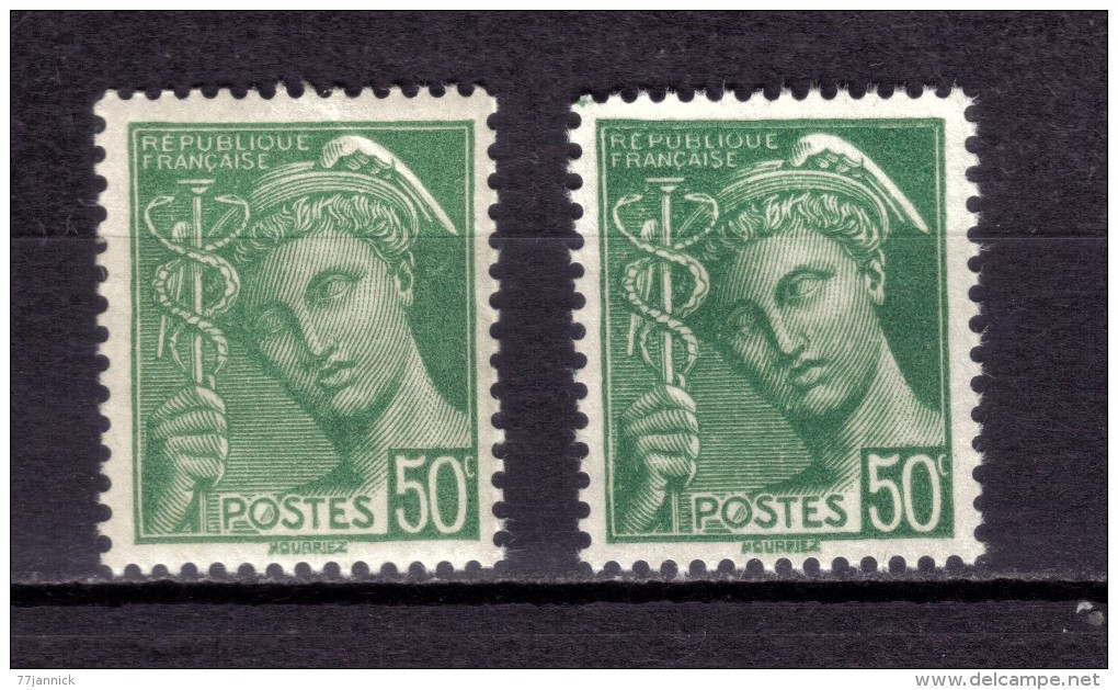 N° 414B (variété De Couleur : Vert Clair/vert Foncé) NEUF** - Unused Stamps