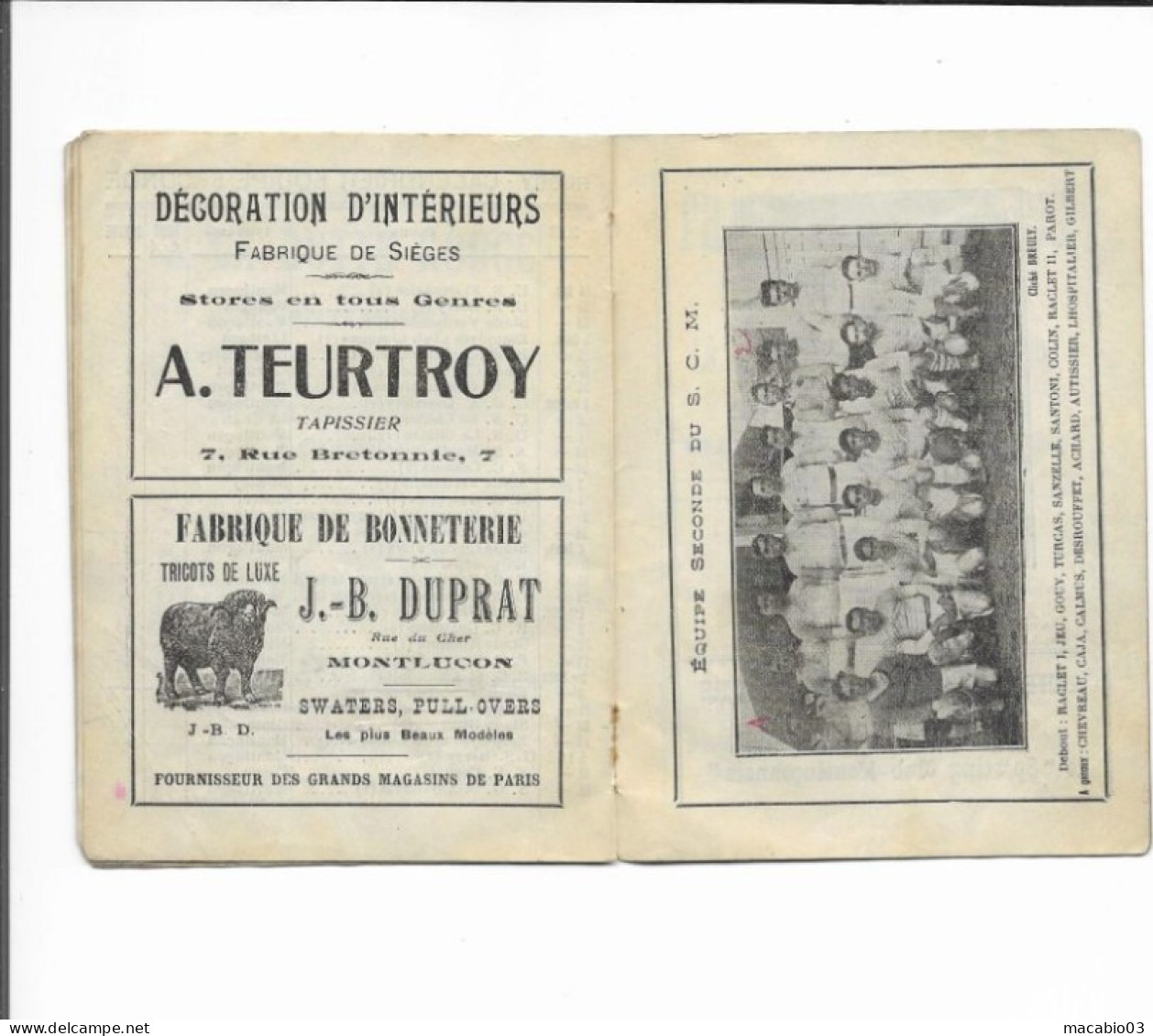 Vieux Papiers - Calendrier Du Sporting Club Montluçonnais Rugby Saison 1930-1931 - Tamaño Pequeño : 1921-40