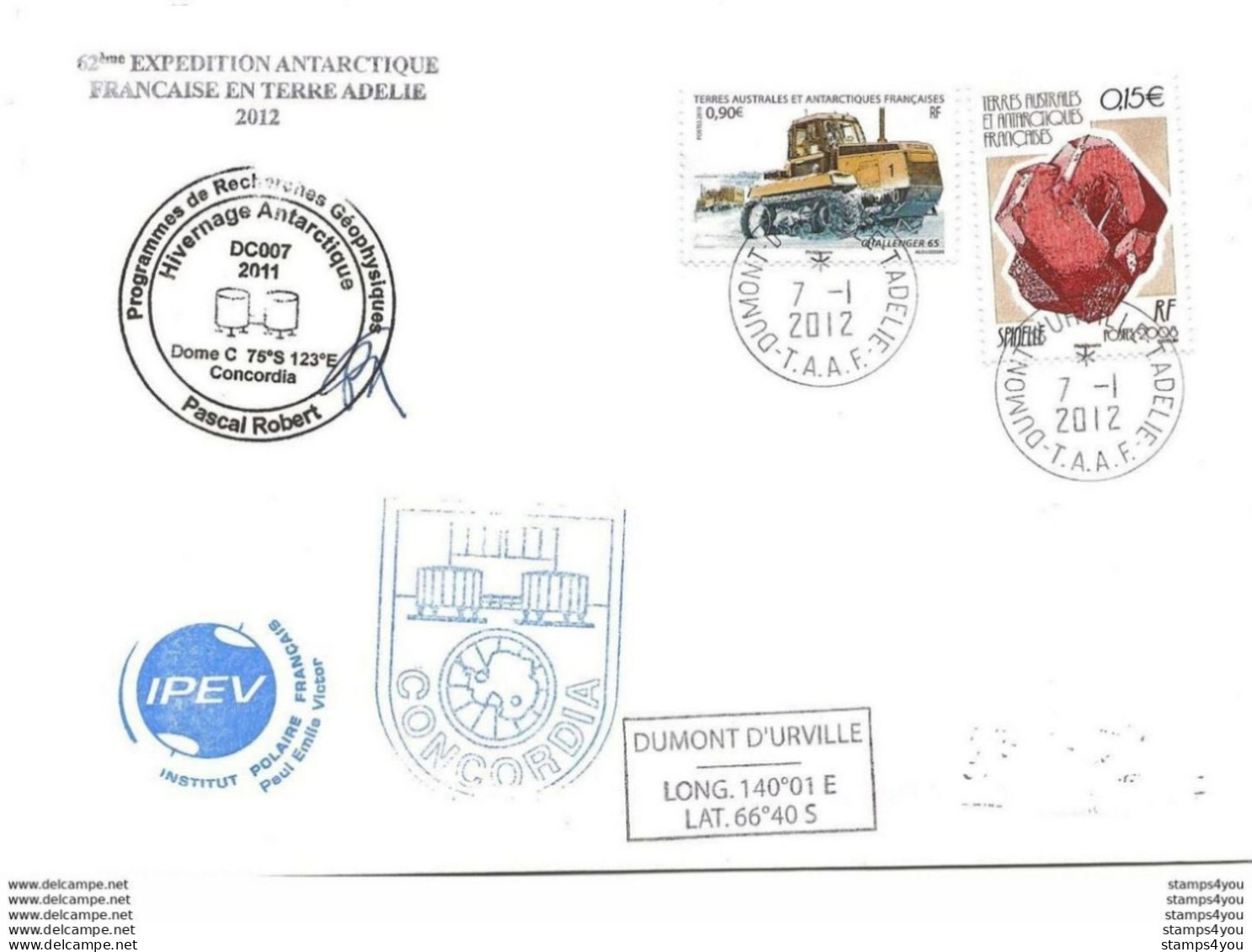 229 - 55 - Enveloppe Base Antarctique Concordia Hivernage 2011 - Divers Cachets Illustré - Estaciones Científicas