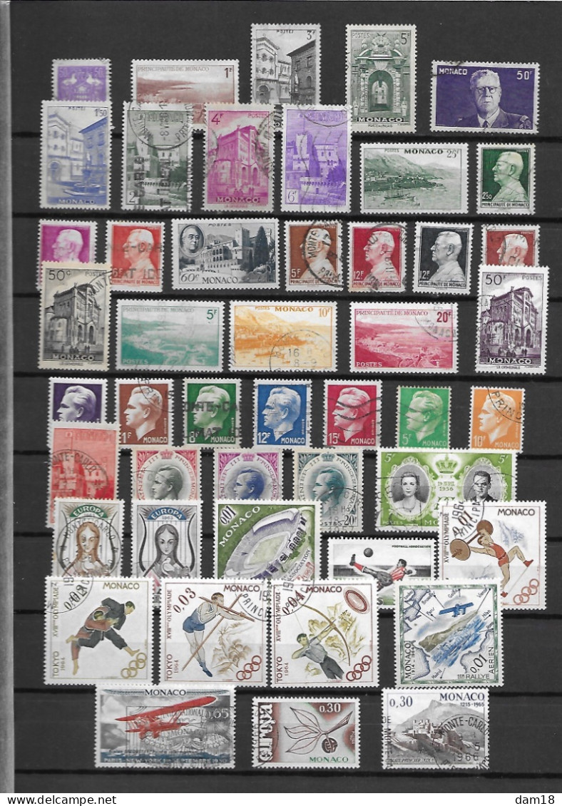 MONACO ENTRE N° 252 ET 680 (YT) 47 TIMBRES OBLITERES COTE YT 55 EUROS - Colecciones & Series