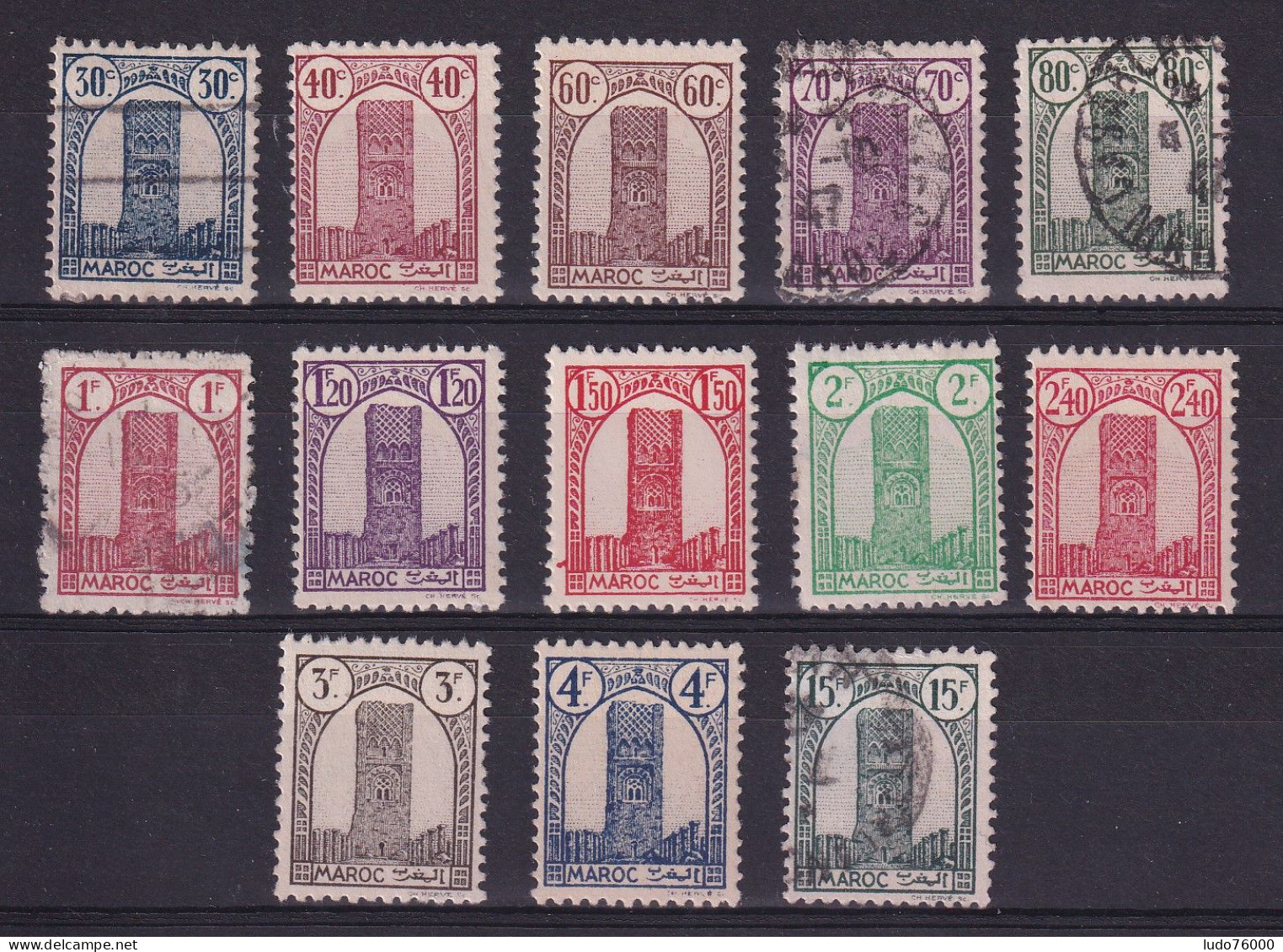 D 782 / COLONIE MAROC / LOT N° 205B/221B 3EME TIRAGE NEUF**/*/OBL COTE 116€ - Unused Stamps
