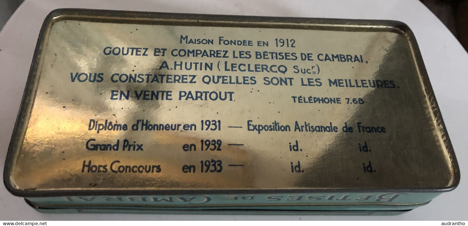 Boîte Ancienne En Fer En Bon état - Bétises De CAMBRAI A. Hutin Et P. Leclercq - Boîtes