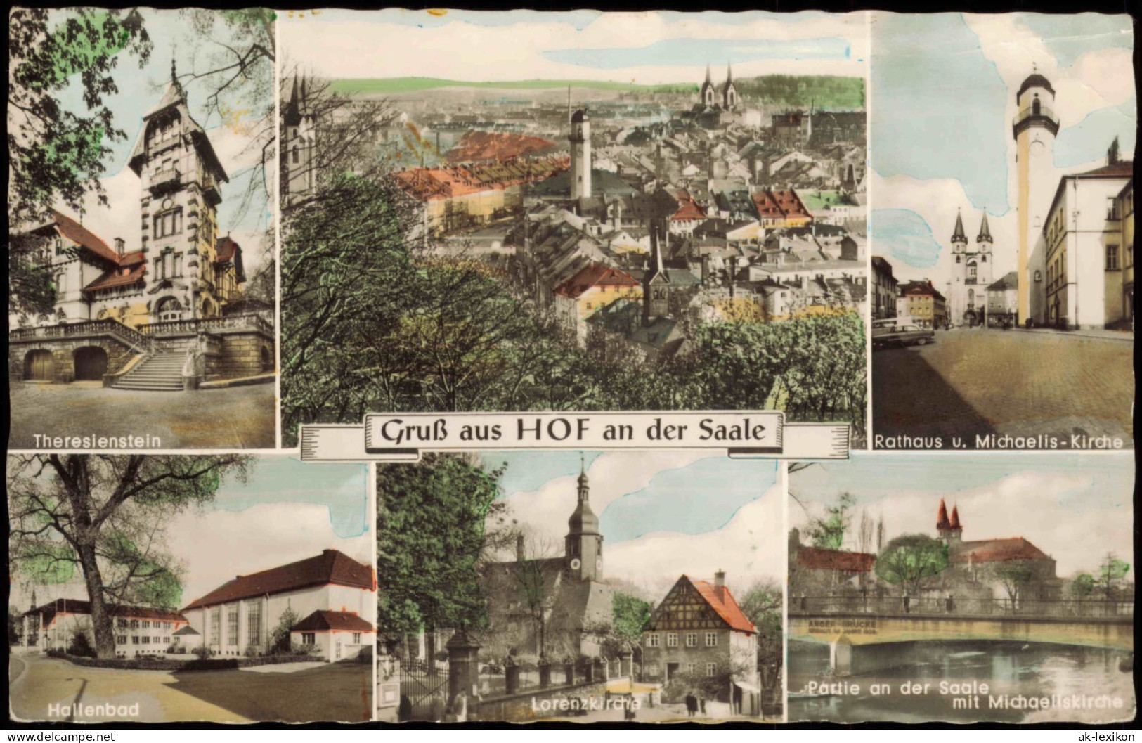 Ansichtskarte Hof (Saale) Mehrbild Colorfoto AK 1961 - Hof