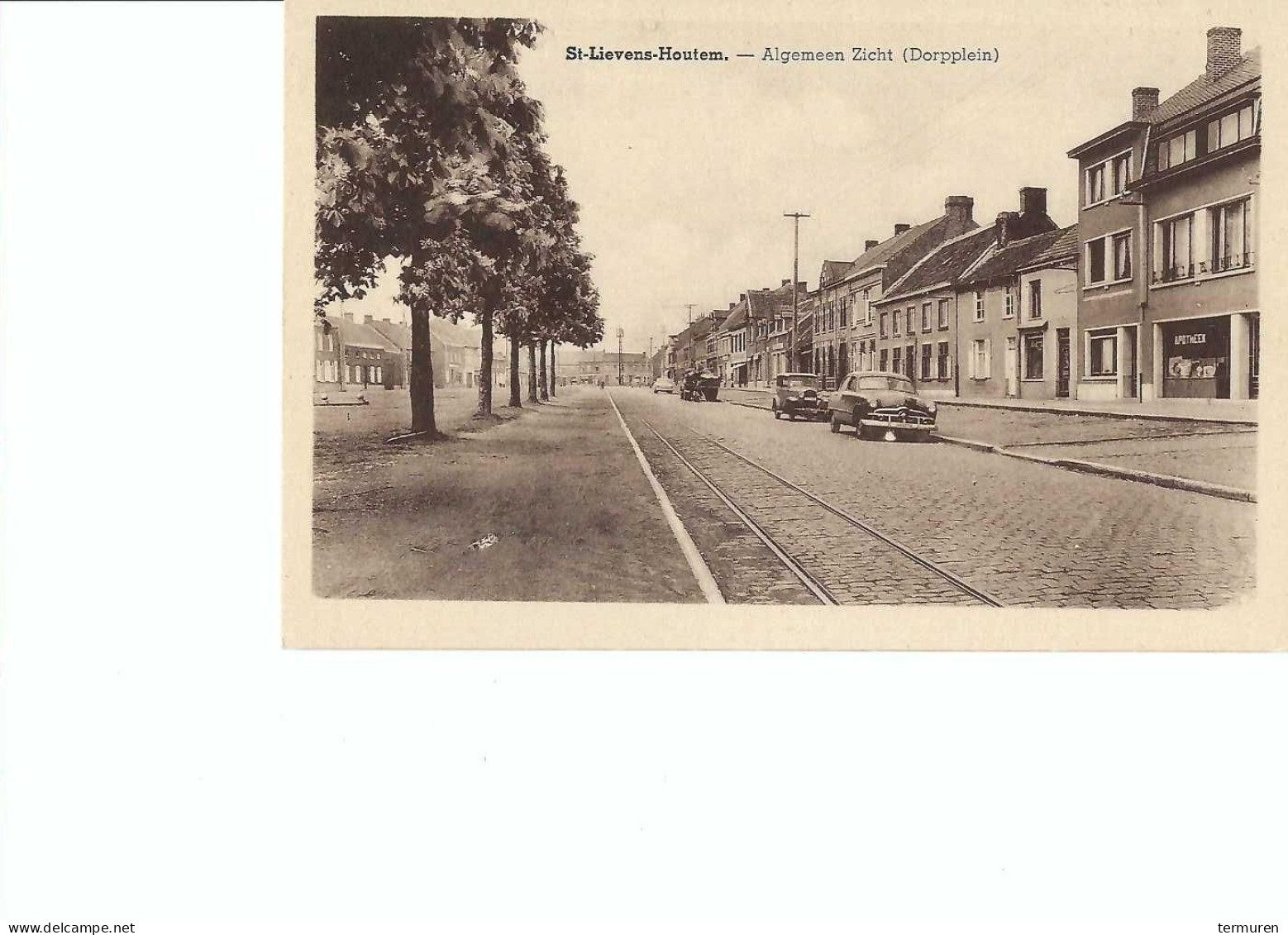 Sint-Lievens-Houtem: Algemeen Zicht (dorpsplein) Auto's , Tramlijn - Sint-Lievens-Houtem