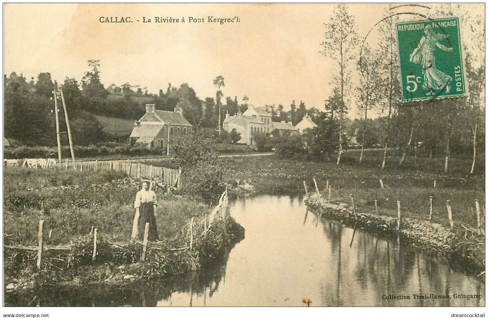 22 CALLAC. La Rivière à Pont Kergrec'h 1907 - Callac