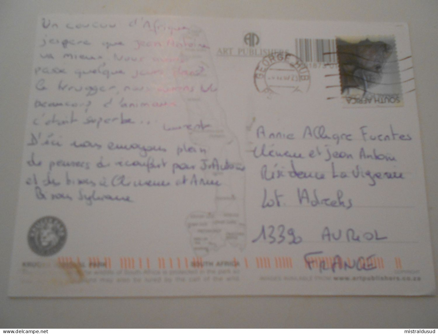 Afrique Du Sud , çarte De George Hub 2007 Pour Auriol - Storia Postale