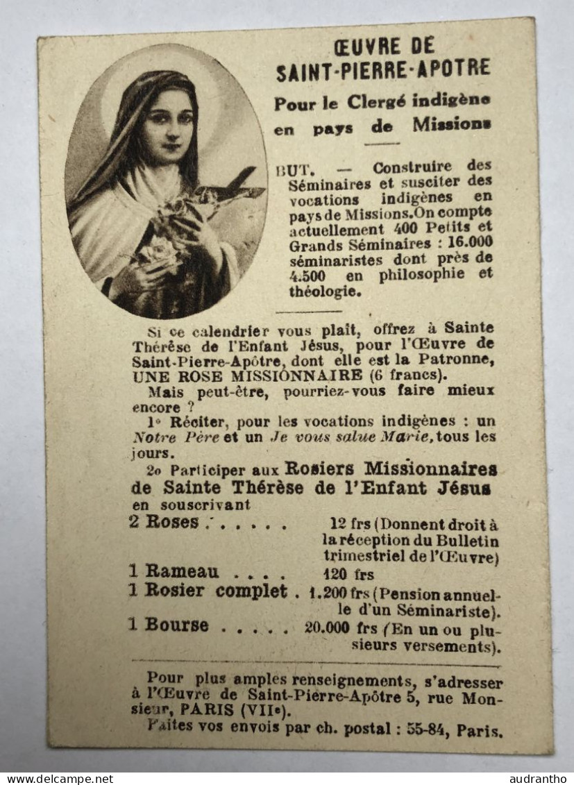 Beau Calendrier Style Art Déco - 4 Têtes Indien Chinois Africain Arabe - 1935 - Oeuvre De Saint Pierre D'apôtre - Kleinformat : 1921-40