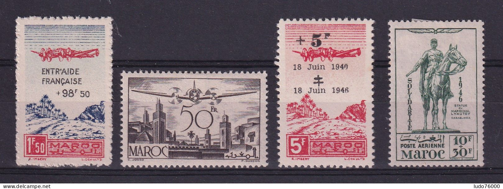 D 782 / COLONIE MAROC PA / LOT N° 56/59 NEUF* COTE 7.25€ - Airmail