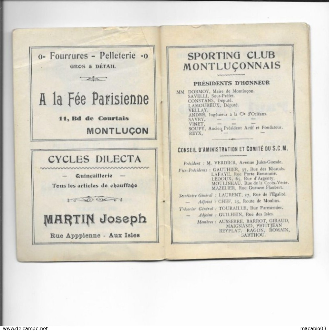 Vieux Papiers - Calendrier Du Sporting Club Montluçonnais Rugby Saison 1931-1932 - Small : 1921-40