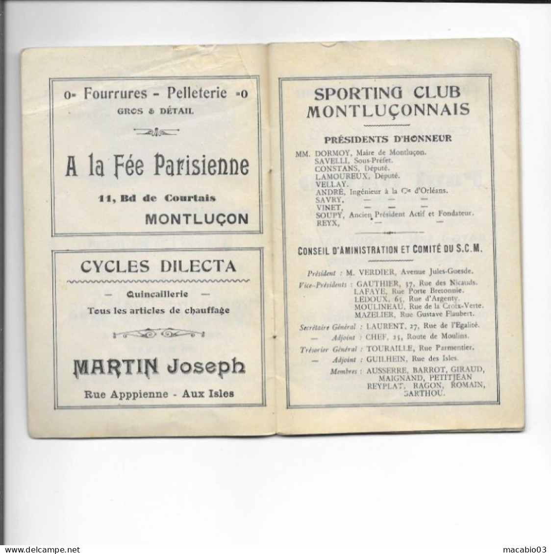 Vieux Papiers - Calendrier Du Sporting Club Montluçonnais Rugby Saison 1931-1932 - Petit Format : 1921-40