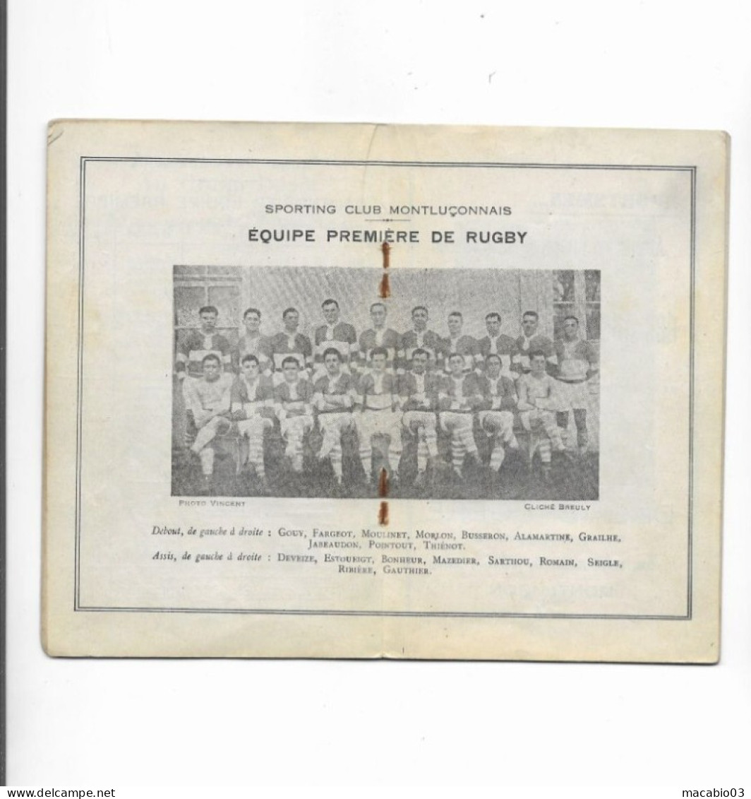 Vieux Papiers - Calendrier Du Sporting Club Montluçonnais Rugby Saison 1931-1932 - Klein Formaat: 1921-40