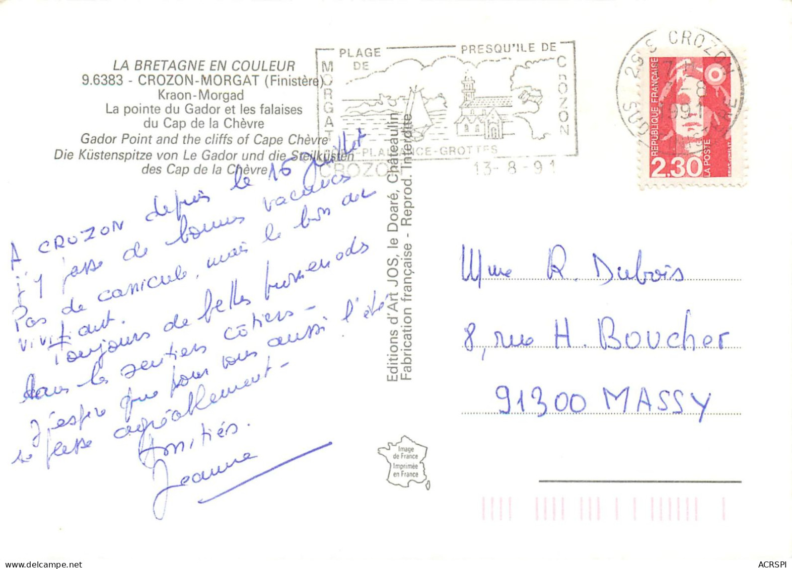CROZON -MORGAT La Pointe Du Gador Et Les Falaise Du Cap De La ChÃ©vre 29( Scan Recto Verso) MF2723 - Crozon