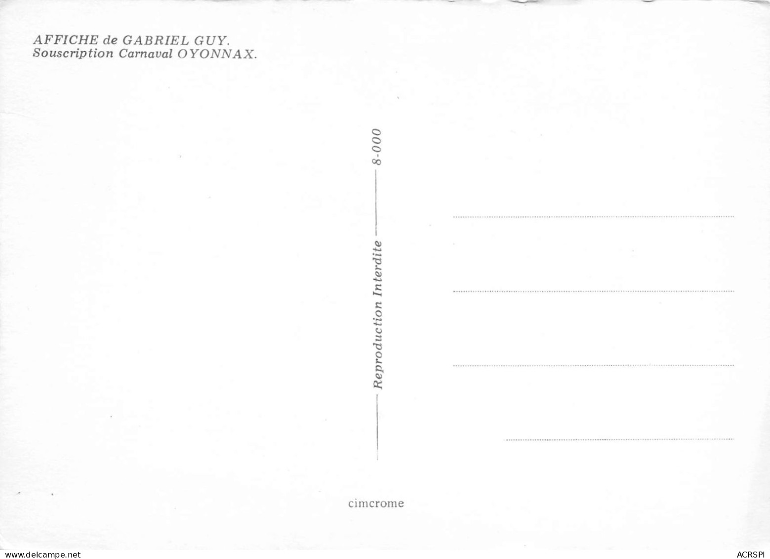 01 AIN  OYONNAX Affiche Du Carnaval De Gabriel GUY  41 (scan Recto Verso)MF2738BIS - Oyonnax