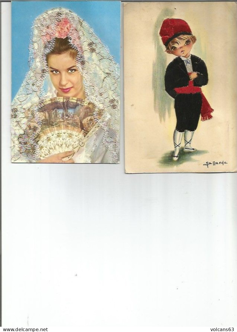 CPA ESPAGNE SPAIN FOLKLORE 10 CARTES BRODEES - Collections & Lots