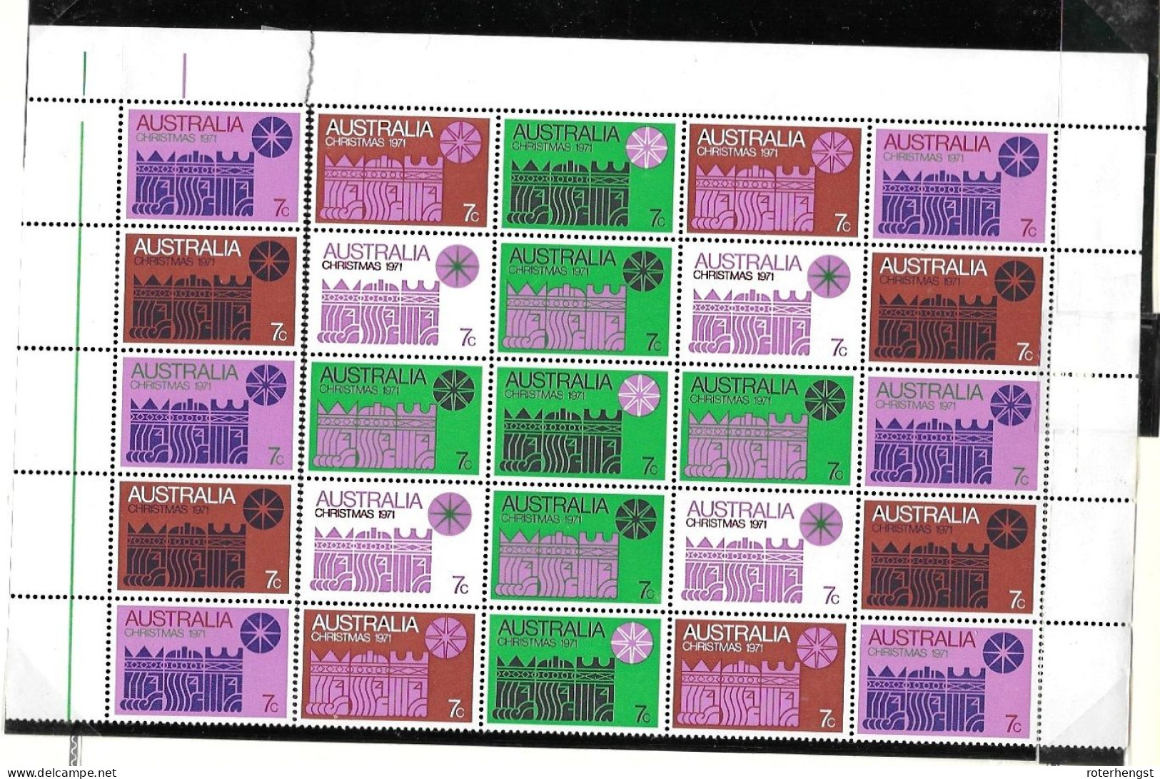 Australia Mnh ** 1971 90 Euros But Left Row Detached - Nuovi