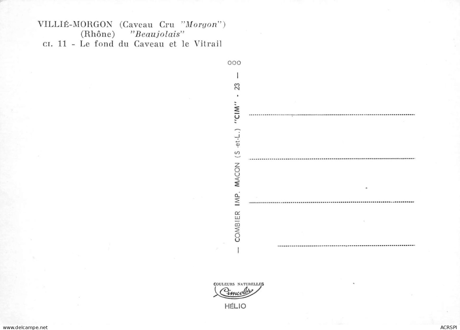 69  VILLIE MORGON Fond Du Caveau Et Vitrail 34 (scan Recto Verso)MF2750UND - Villie Morgon