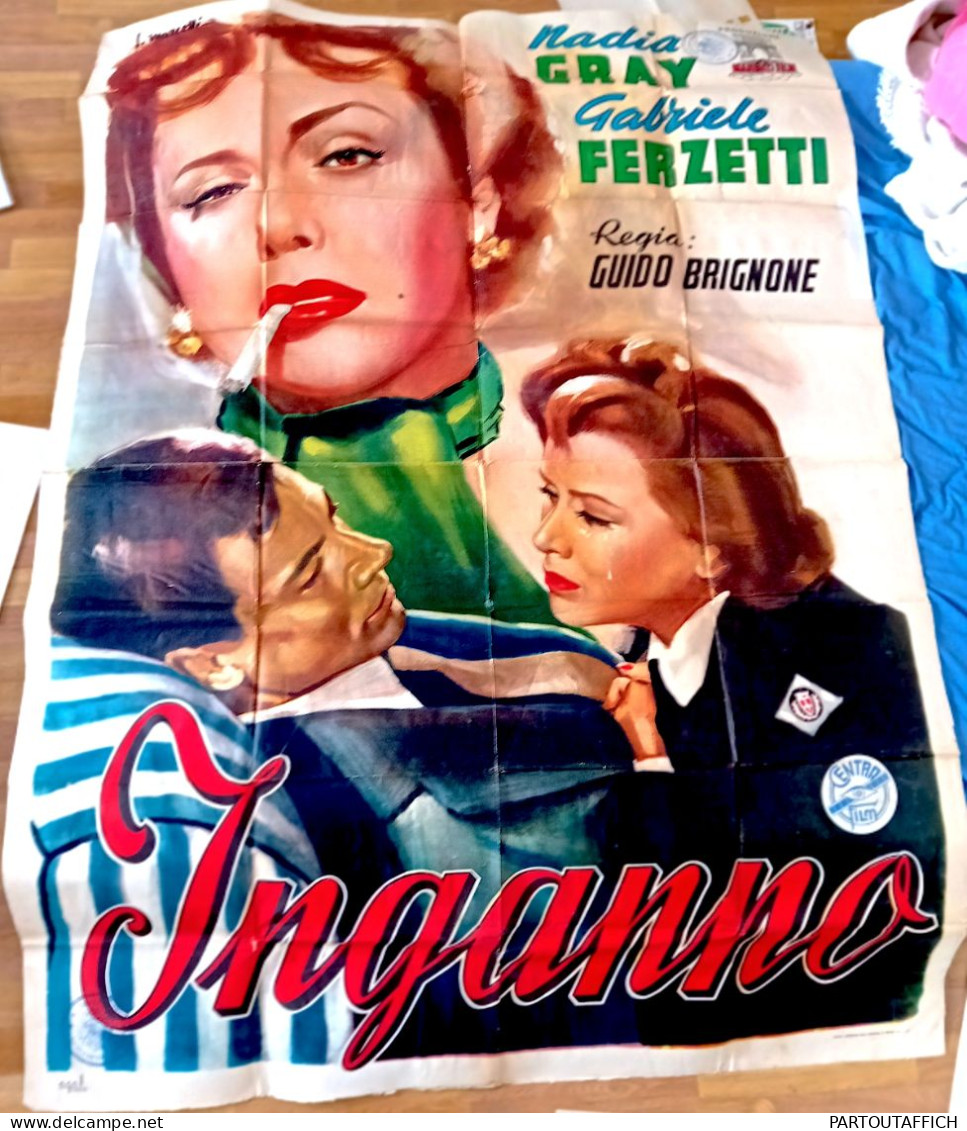 Affiche Ciné Orig INGANNO Guido BRIGNONE Art Par MARCELLI 55x78" G.Ferzetti 1952 200X140cm - Posters