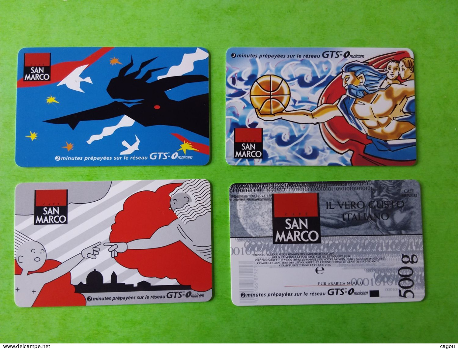 LOT DE 4 TELECARTES PREPAYEES SAN MARCO 2 MINUTES - Other & Unclassified