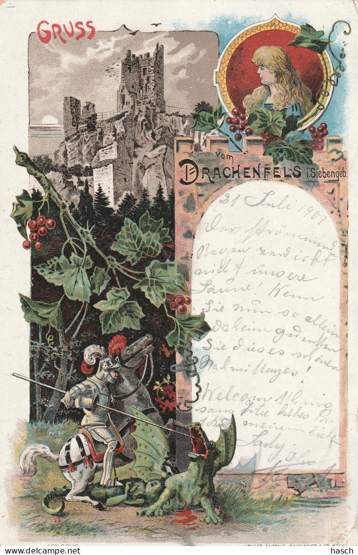 4930 68 Drachenfels, Gruss Vom Drachenfels. 1901. (Kleine Knicke In Den Ecken)  - Drachenfels