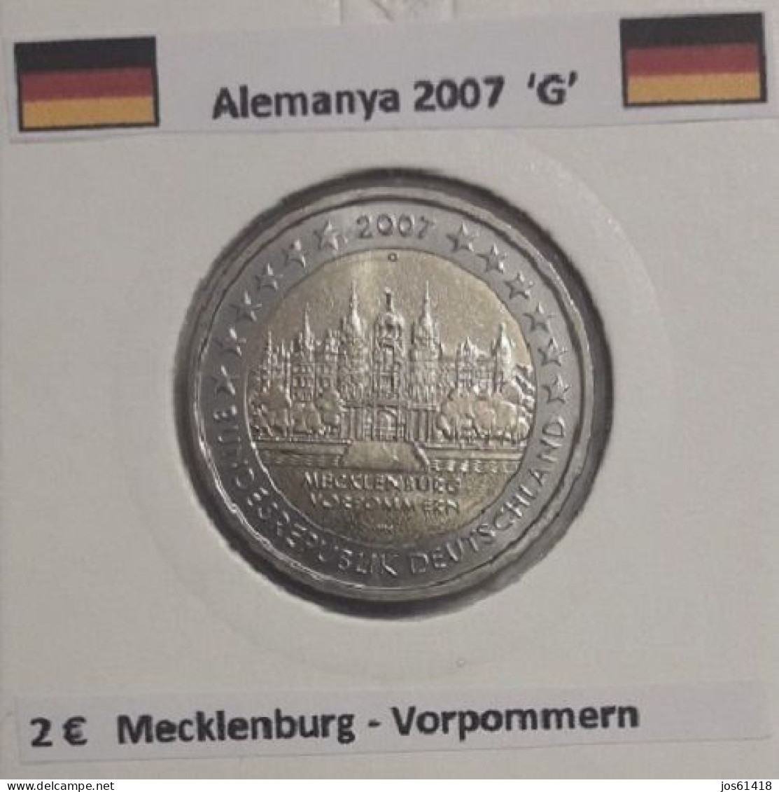 2 Euros Alemania / Germany 2007 Mecklenburg-Vorpommern  D O G Sin Circular - Germania