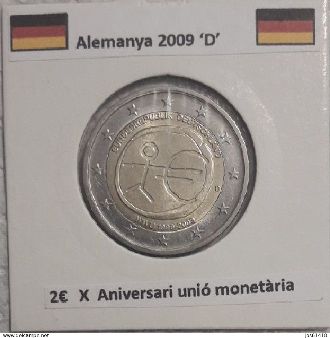 2 Euros Alemania / Germany  2009 WWU 1999 - 2009  D,G O J Sin Circular - Allemagne