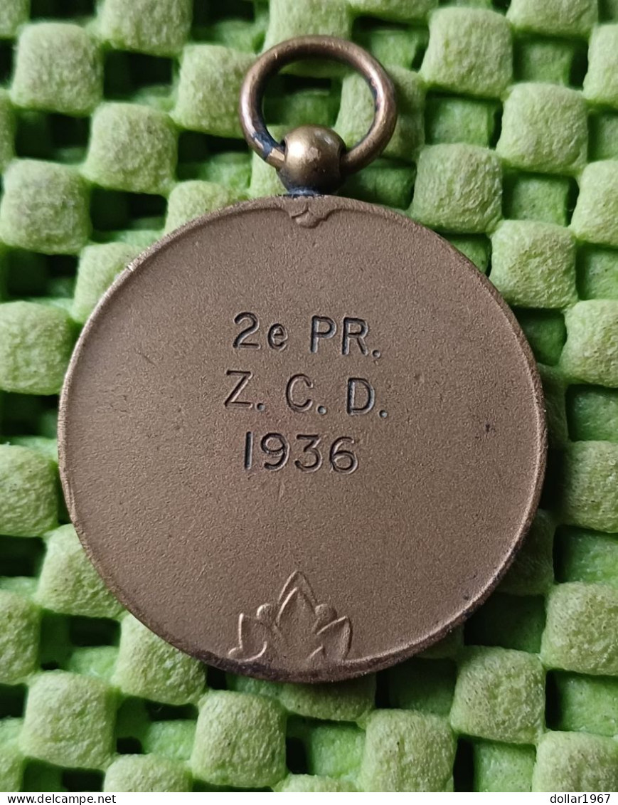 Medaile :  Z.C.D= 2e. Zwem Club Drenthe , Veenhuizen 1936 -  Original Foto  !!  Medallion  Dutch - Sonstige & Ohne Zuordnung